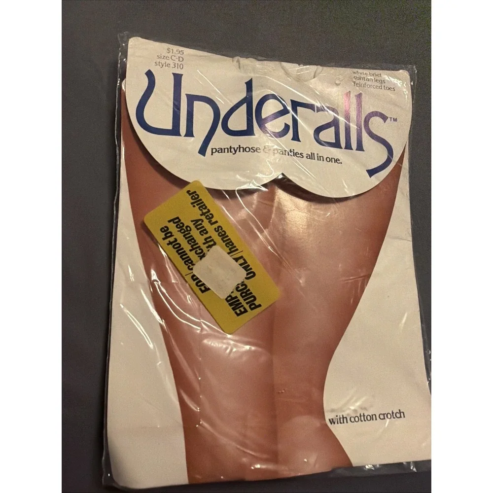 NWT Vintage Slenderalls Underalls PantyHose White Suntan Brief Legs Size C-D 80s
